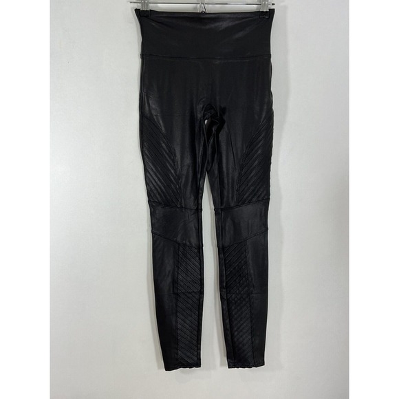 SPANX Pants - NEW Spanx Faux Leather Leggings Quilted "Very Black" Size Small